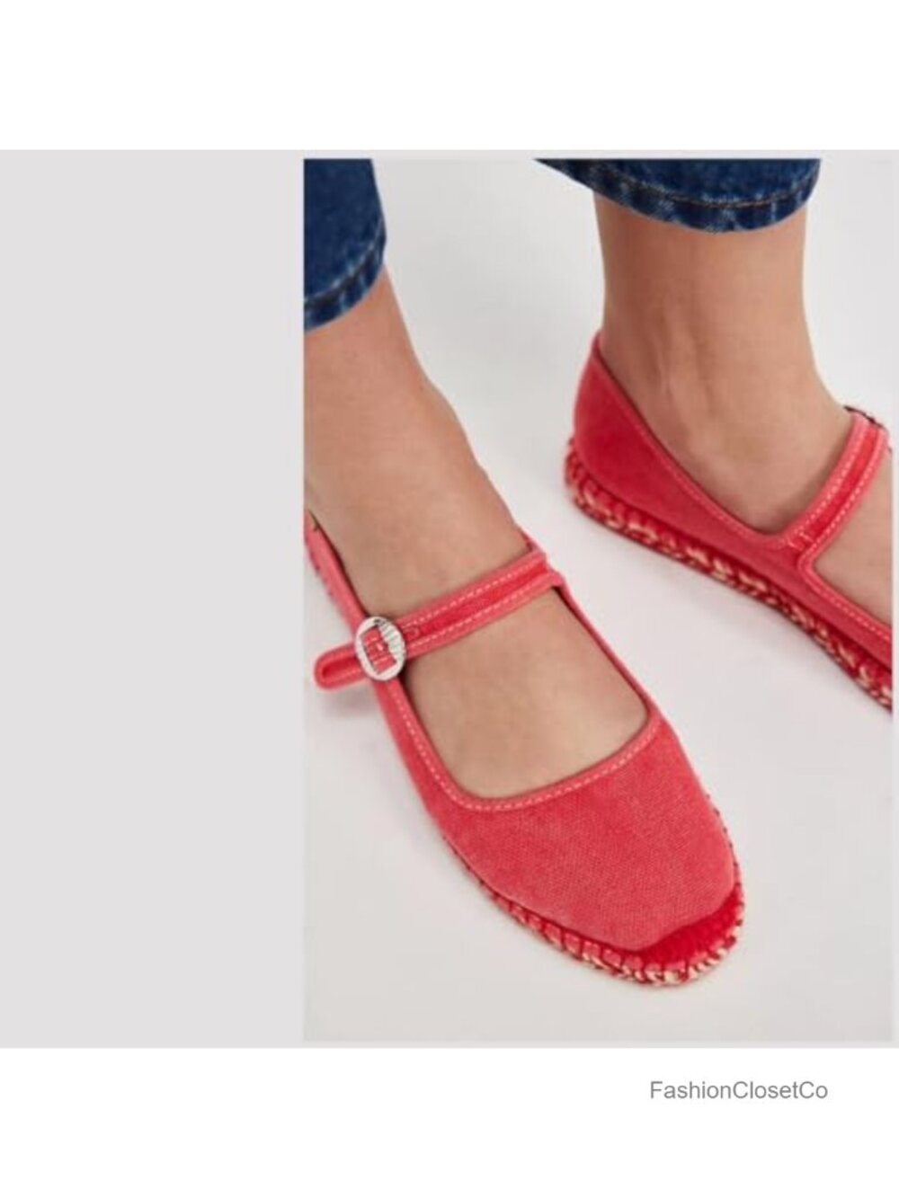 Women's Woven Ballet Flats Espadrilles Mary Jane Canvas Platform Flats - Picture 4 of 6